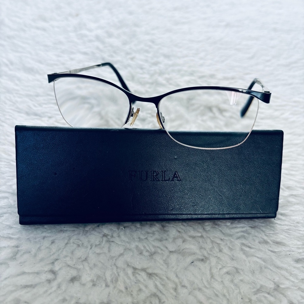 Furla Women's Black Half-Rim col.0583 Glasses Frame Only w/ case